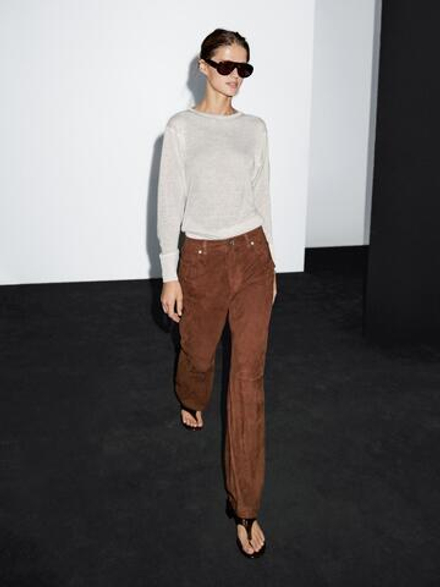 Massimo Dutti Замшевые брюки, коричневый