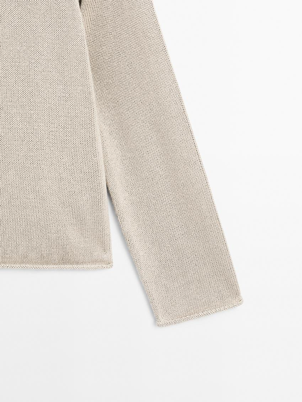 Massimo Dutti Ажурный свитер платочной вязки, песочный