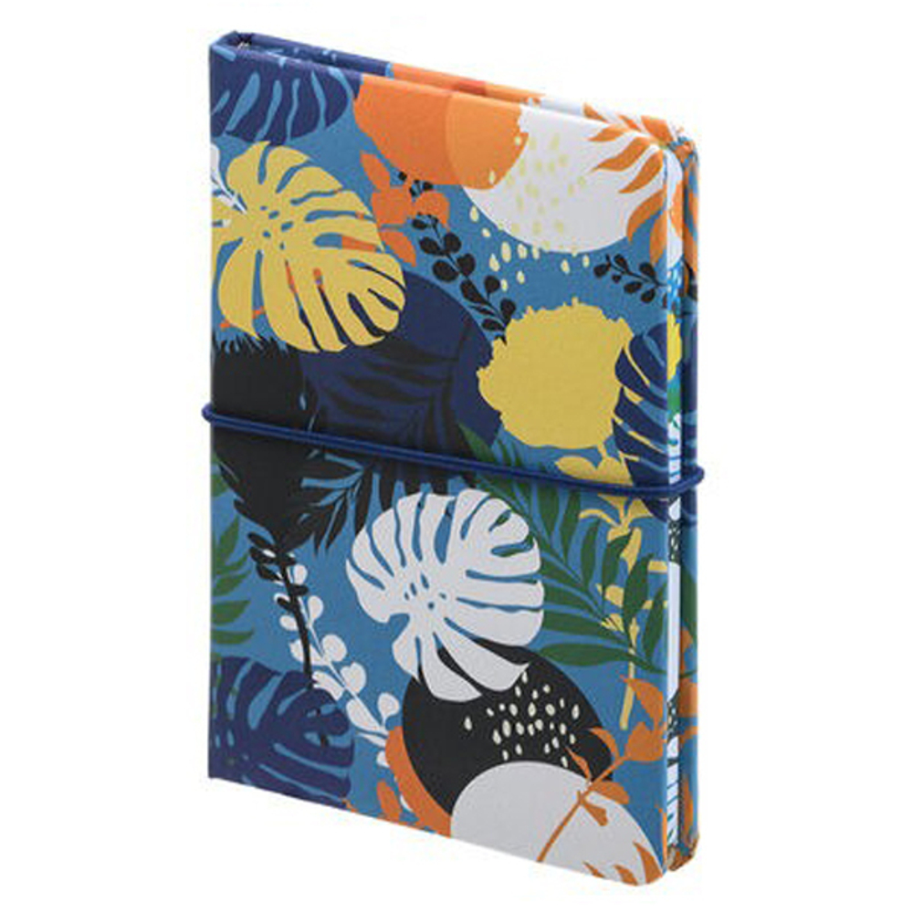 Записная книжка Basir на резинке, формат А6, серия "Папоротник", переплет 7БЦ, 16*11 см, 80 листов, 3 цвета ассорти