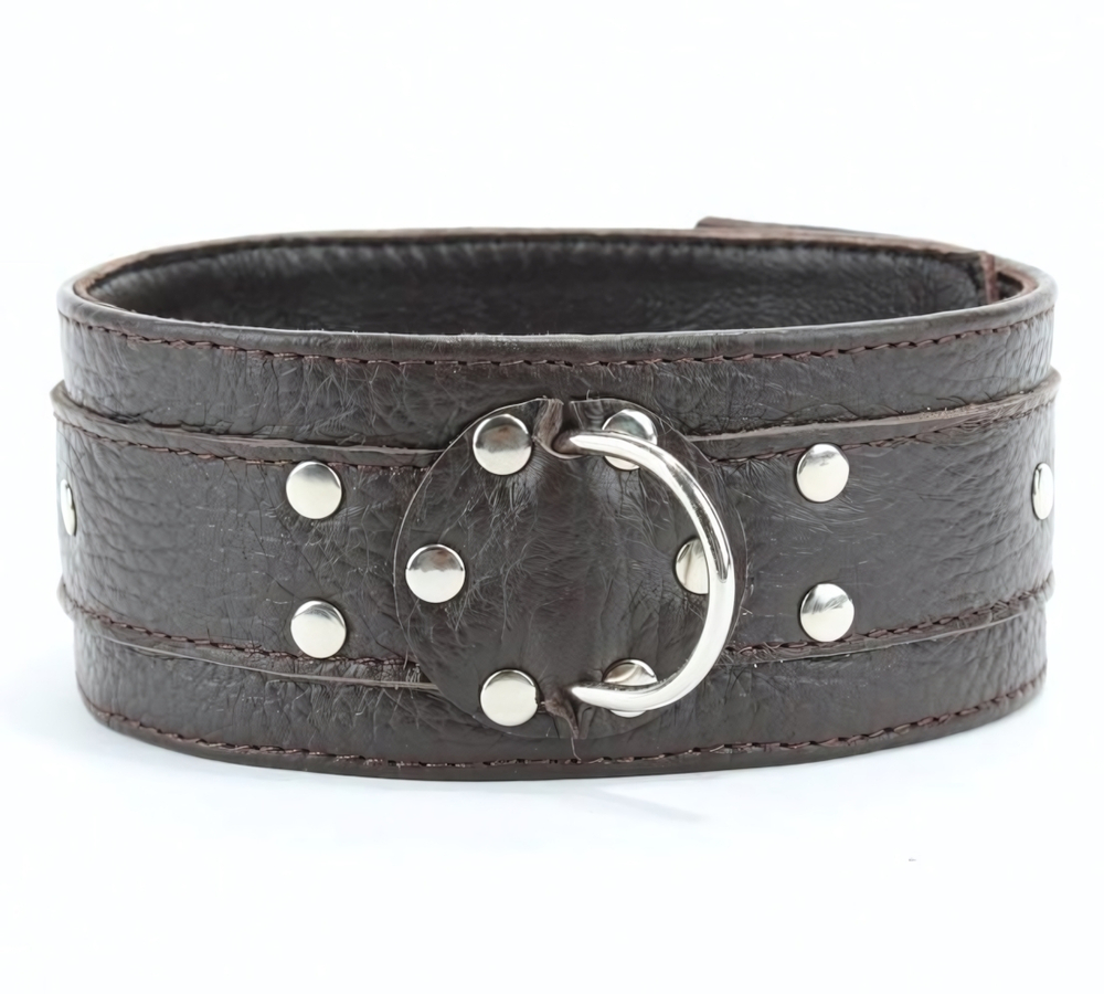 Коричневый широкий ошейник из мягкой кожи (Цвет: коричневый)