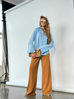 Брюки палаццо с защипами