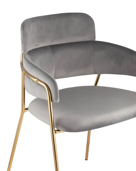 Стул Polin, светло-серый велюр с золотыми ножками