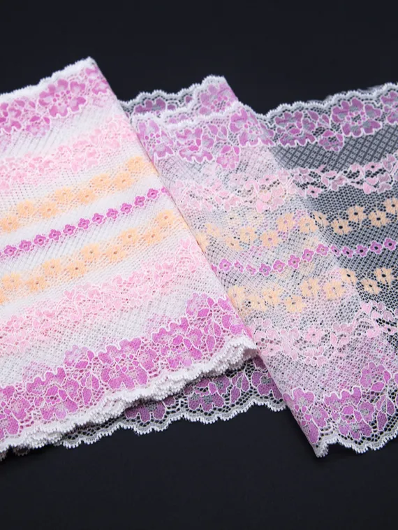 911 ОПТ Кружево эластичное 23 см, узор VS, Италия, белый