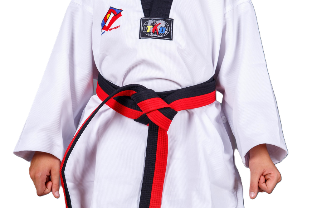 Пояс для тхэквондо ProfSport без вышивки (4 см) красно-черный