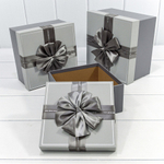 Коробка 21х21х12.3 см Набор 3 шт "Just For You" с бантом (Серый)