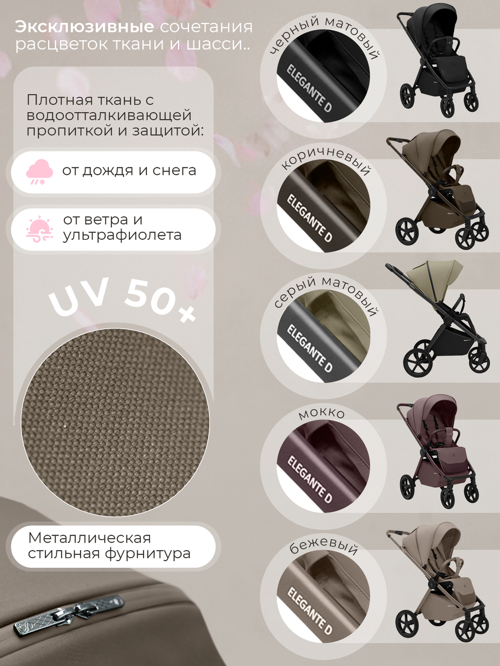 Sweet Baby Прогулочная коляска SBL Elegante D Dark Beige