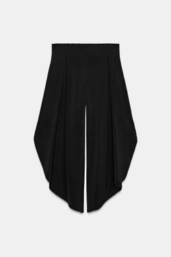 ZARA ШИРОКИЕ БРЮКИ С РАЗРЕЗАМИ, ЧЕРНЫЙ