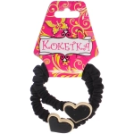 Резинки для волос 2шт «ФАНТЕЭГРО», сердечки, цвет черный, молочный и коричневый, d-5.5см (Кокетка)