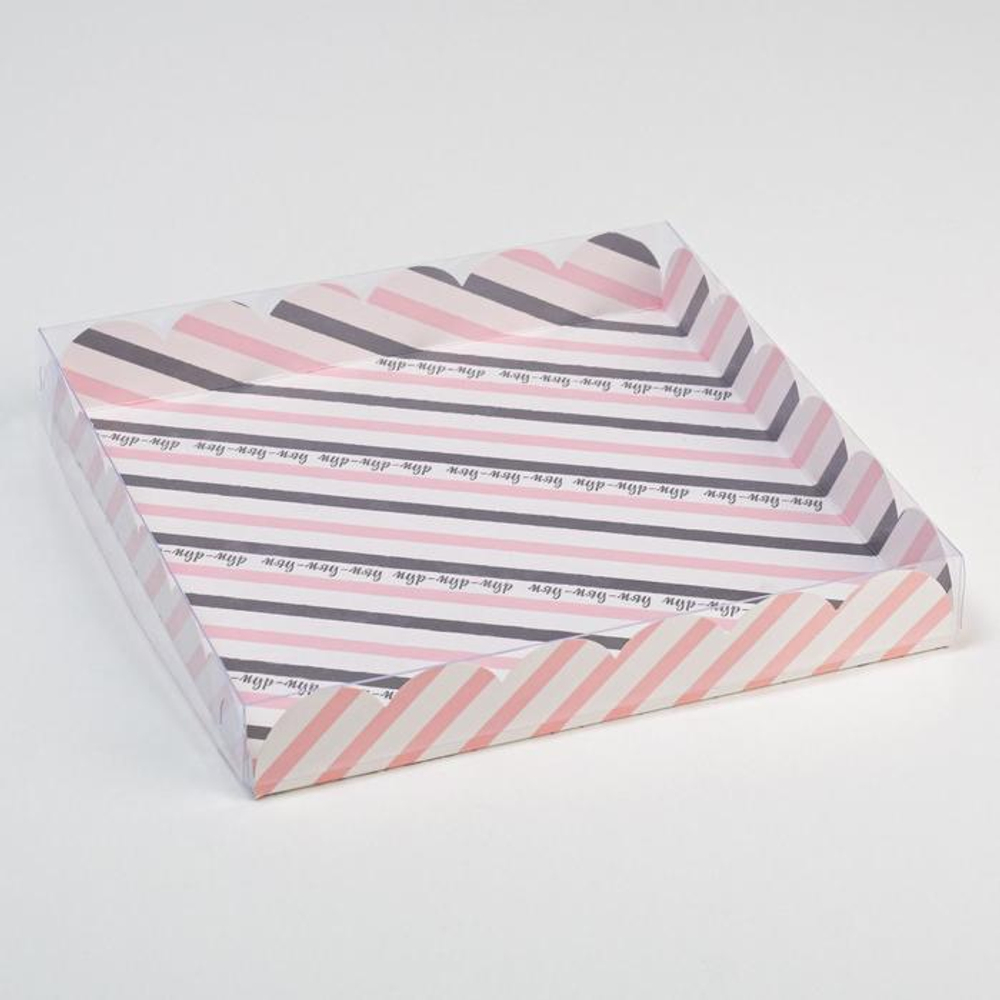 Коробка для кондитерских изделий с PVC-крышкой "Котики", 21*21*3 см