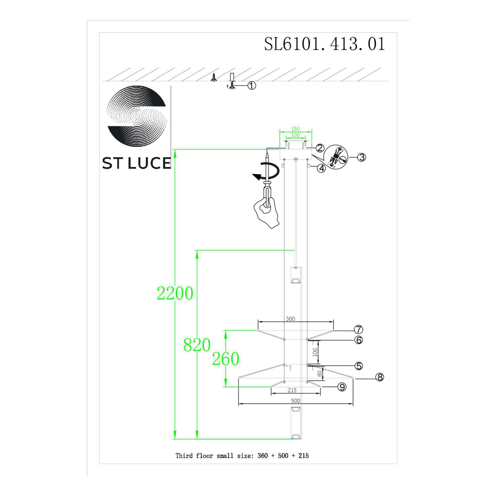 SL6101.413.01 Люстра подвесная ST-Luce Черный/Белый LED 1*15W 3000K