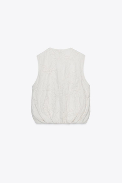 ZARA ЖИЛЕТ С ВЫШИВКОЙ, ЭКРЮ