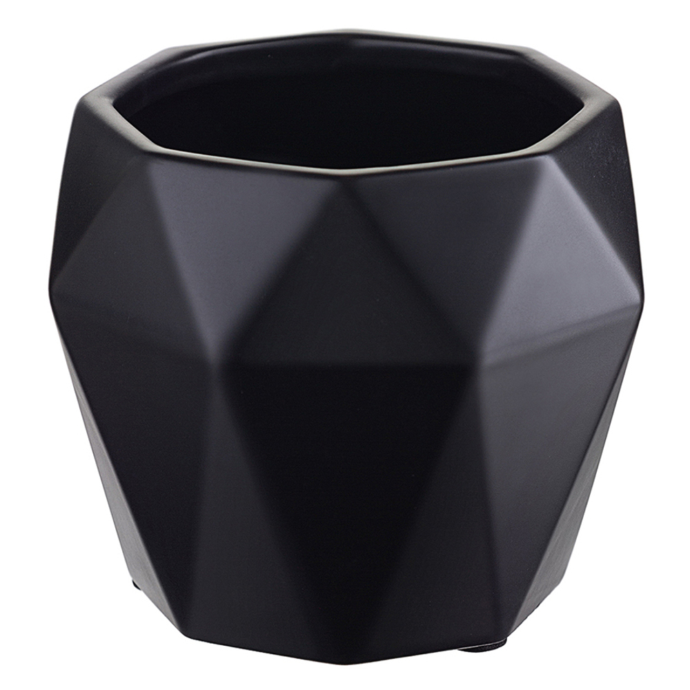 Горшок цветочный rhombus, 13,5 см, матовый черный