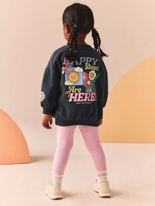 Толстовка и легинсы в комплекте для девочки Next B61-692, Розовый, Черный