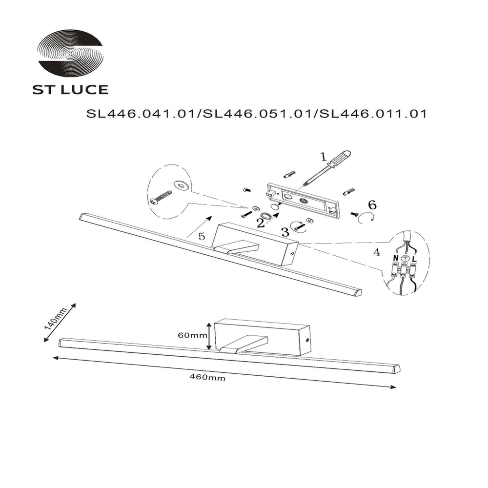 SL446.041.01 Подсветка для картин ST-Luce Черный/Черный LED 1*8W 4000K