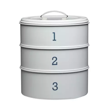 Kitchen Craft - Контейнер Living Nostalgia 3 яруса 22х27см серый / артикул   LN3TCTGRY  / GTIN 5028250547019