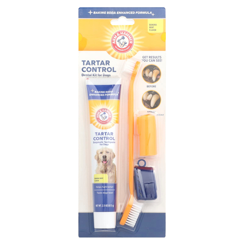 Arm & Hammer, Tartar Control, стоматологический набор для собак, банан и мята, набор из 4 предметов