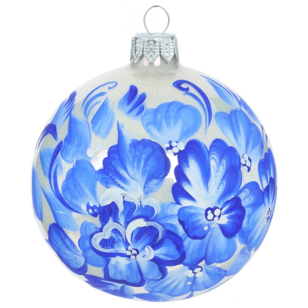 GAEM Украшение новогоднее Шар "Гжель Белая", D 10 см L10 W10 H10 см, 3в.