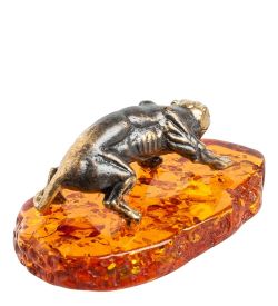 AM- 973 Фигурка «Гепард» (латунь, янтарь)