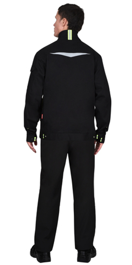 Куртка СИРИУС-ДЕКСТЕР черная с лимонной отделкой, тк. стрейч с ВО