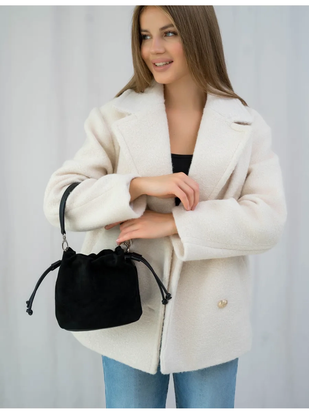 Сумка через плечо маленькая натуральная замша