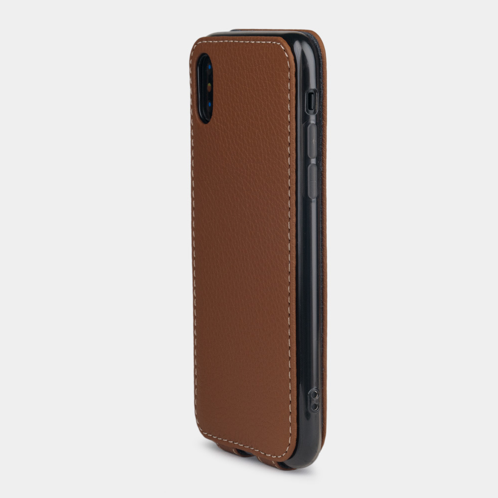 Чехол для iPhone XS Max из натуральной кожи теленка, цвета карамель