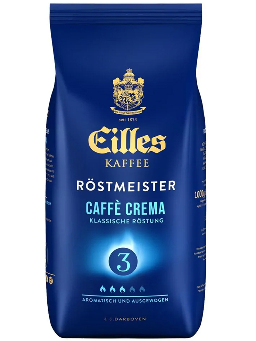 Кофе в зернах EILLES COFFEE Rostmeister Cafe Crema, 1000 г, Смесь зерен робусты и арабики, Классическая обжарка
