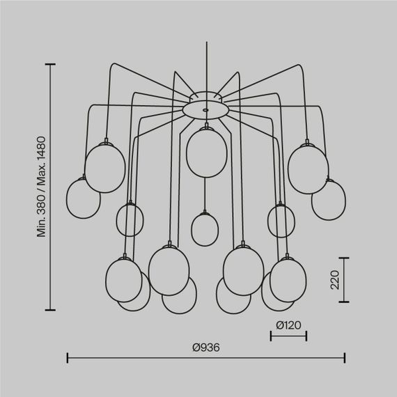 Подвесная люстра Maytoni Branch MOD176PL-16G