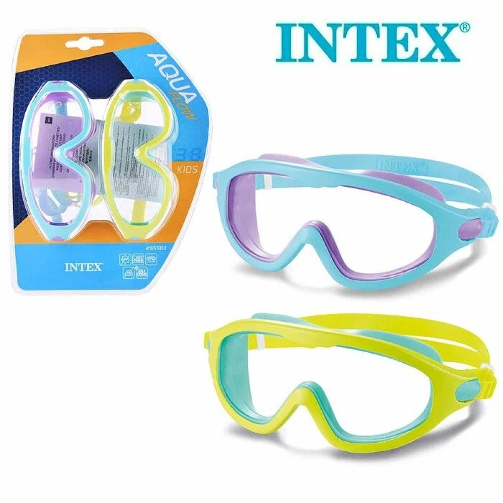 Маска для плавания детская Intex 55983 Kids Swim Masks комплект 2 шт / Очки маска для ныряния в бассейн и море Интекс от 3 до 8 лет