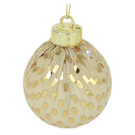 Ёлочный шар 8 см, пластик, золото с блестками