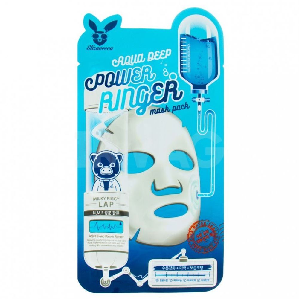 Увлажняющая тканевая маска для лица Elizavecca Aqua Deep Power Ringer Mask Pack