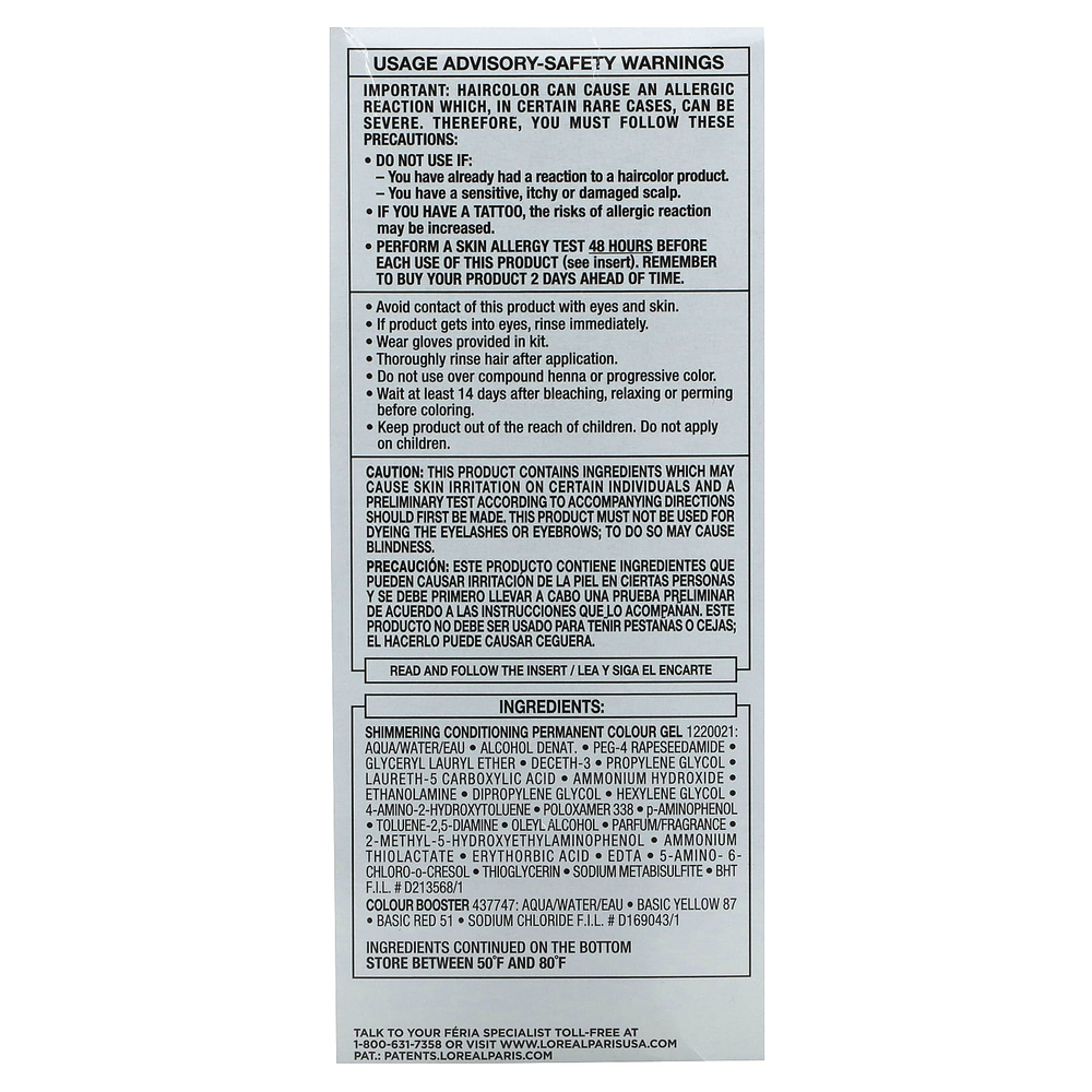 L'Oréal, Feria, насыщенный красный цвет, мерцающий оттенок высокой интенсивности, красный бархат R48, 1 нанесение