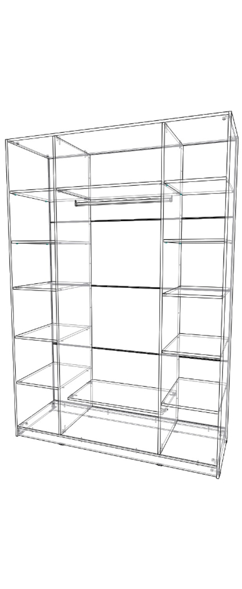 шкаф четырёх створчатый 600×1600×2300 Вектор+