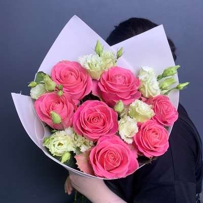 Букет "Амели"(роза ,эустома)