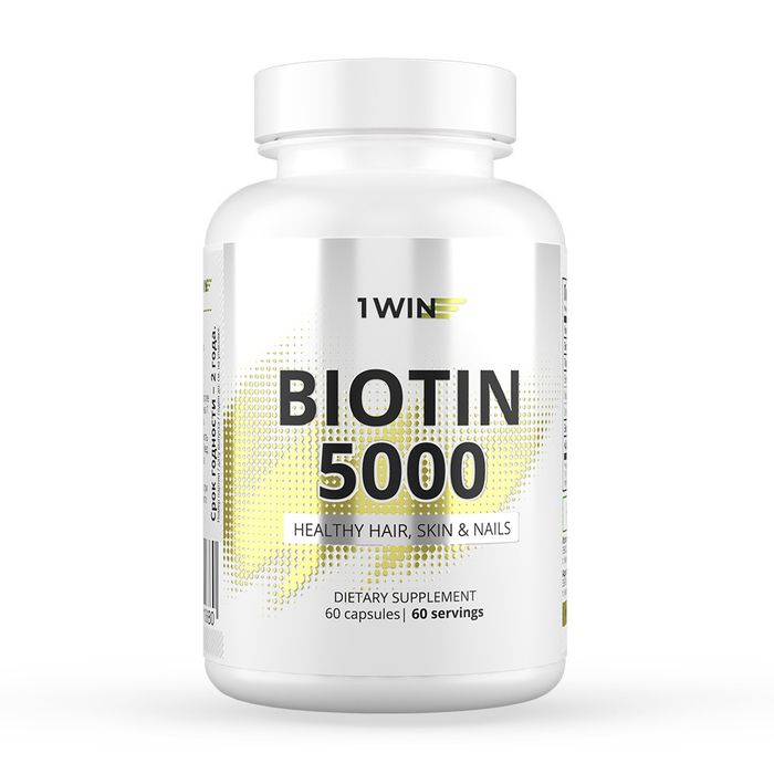 Биотин, Biotin 5000 mcg, 1Win, 60 капсул