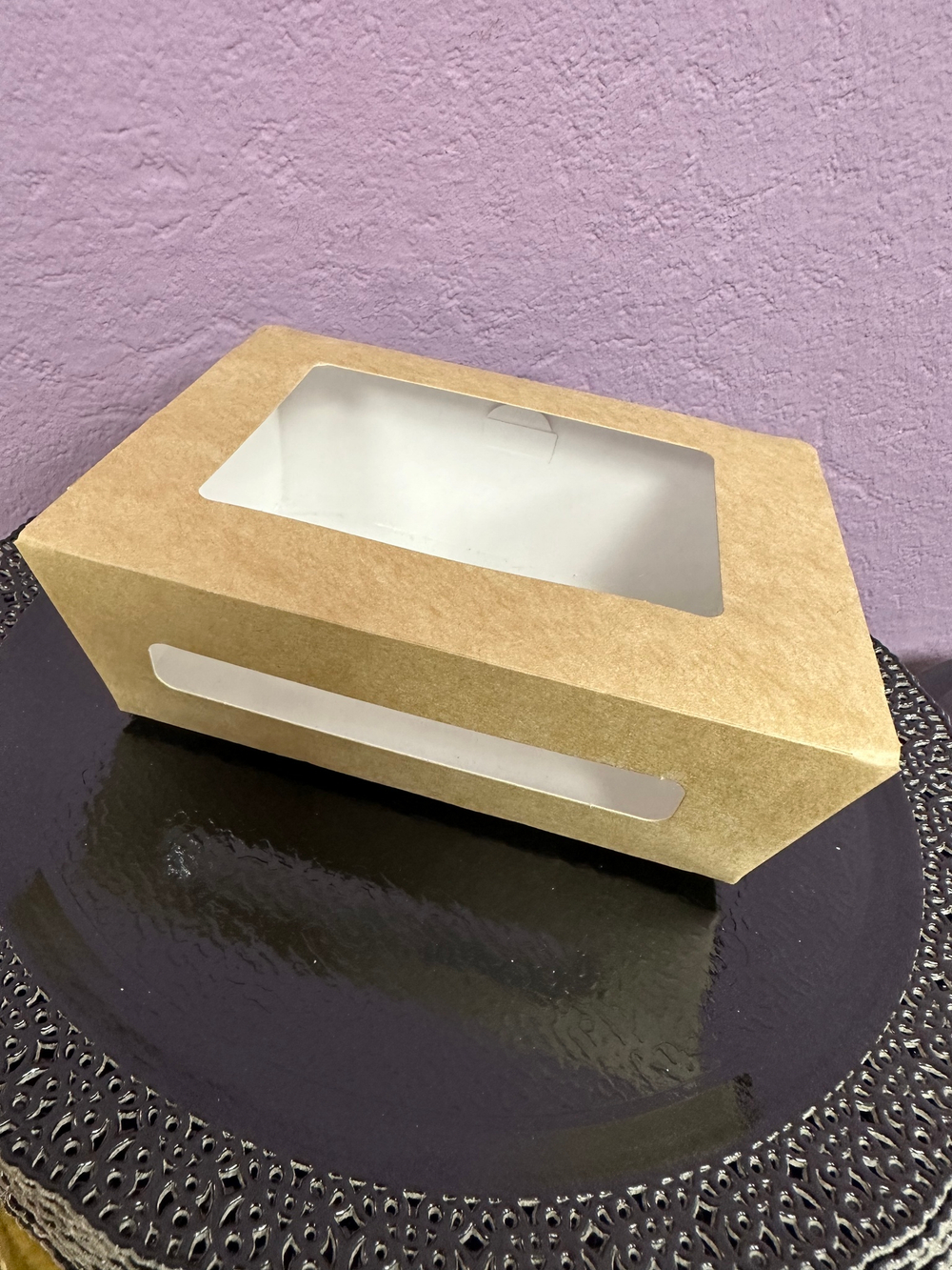 Коробка с крышкой 2 окна Duobox600 13х9,5х5 крафт