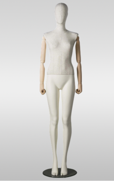 Женский абстрактный манекен Моника 2/Обтяжка Лен/Деревянные руки