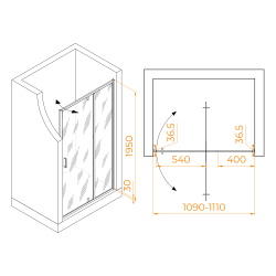 Душевая дверь RGW LE-103 (Прозрачное, 1100)