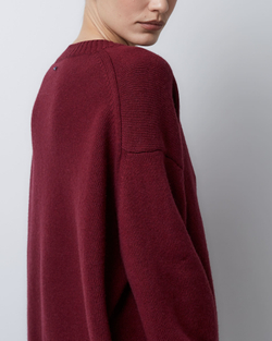 Джемпер из смесового кашемира с круглым вырезом бордо