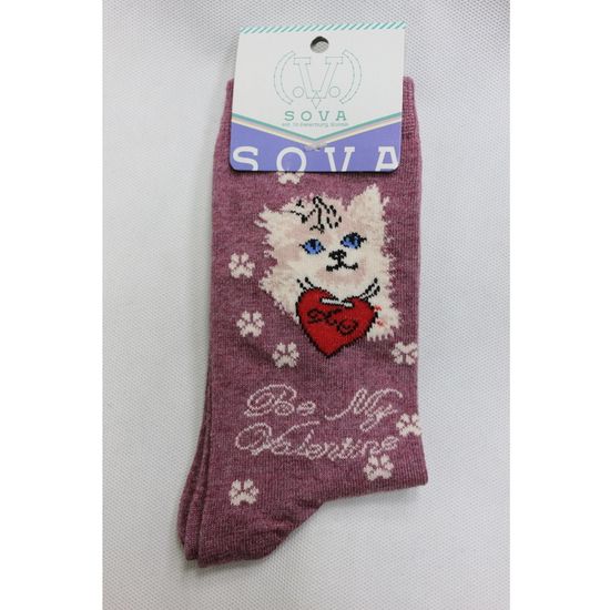 Носки "Кошечка и валентинка", р-р 36-41 (серый)