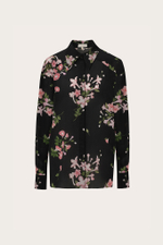 БЛУЗА ИЗ ЧЕРНОГО ШЕЛКА С АВТОРСКИМ ПРИНТОМ