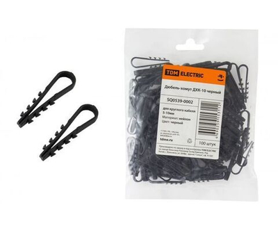 Дюбель-хомут ДХК-10 для круглого кабеля 5-10мм нейлон черный (100шт) TDM