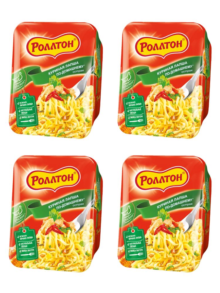 Лапша Роллтон Куриная по-домашнему Острая 90 г x 4 шт