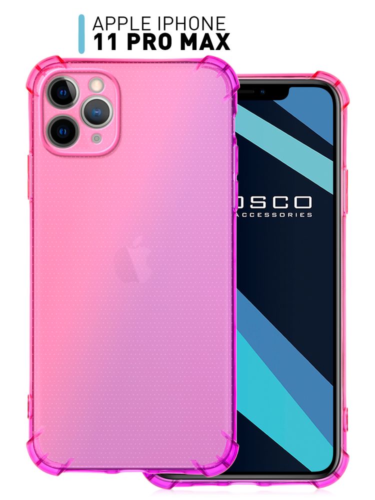 Чехол ROSCO для Apple iPhone 11 Pro Max оптом (арт. IP11PM-HARD-TPU-PINK-BLUE)