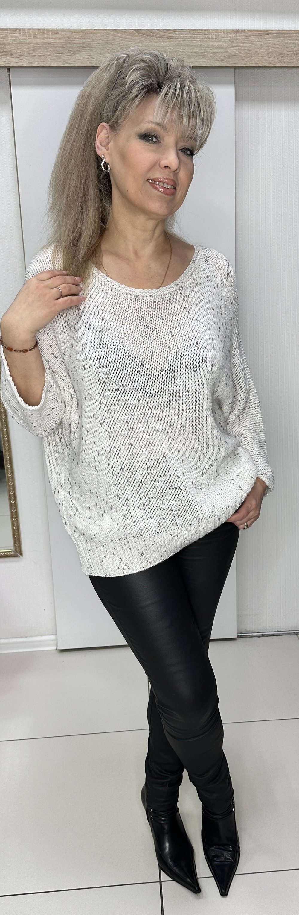 Белый итальянский меланжевый джемпер