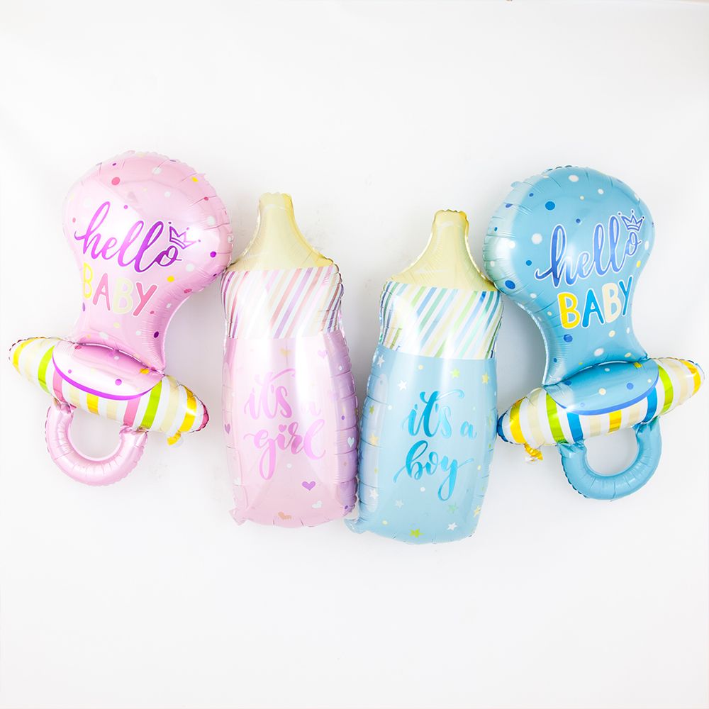 Шар (33"/84 см) Фигура, Бутылочка для малыша (звездочки), Голубой