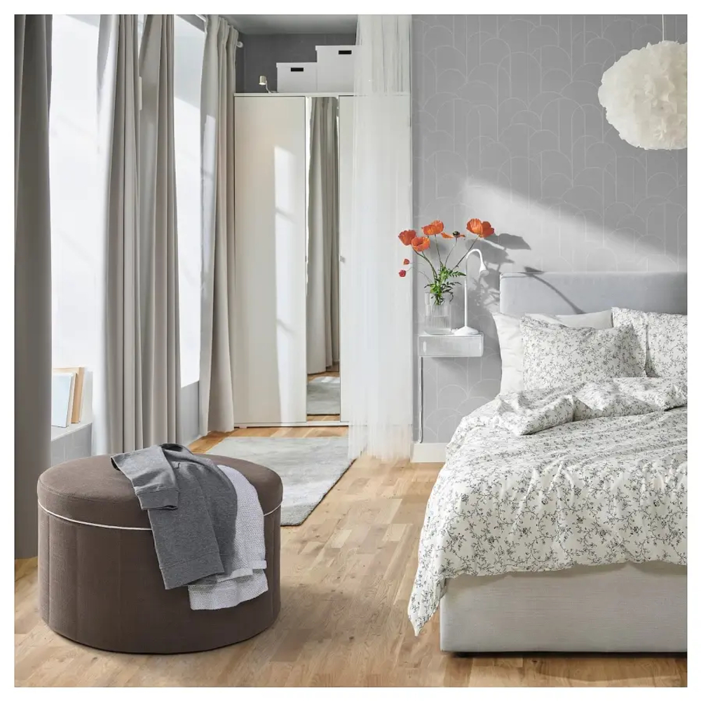 Пуф с контейнером - IKEA SIDSJÖ / SIDSJO / СИДШО ИКЕА, серо-коричневый, 46x70см