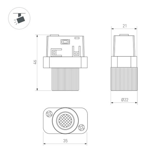 Трековый светодиодный светильник Arlight Mag-Orient-Baby-R22-2W Warm3000 043296