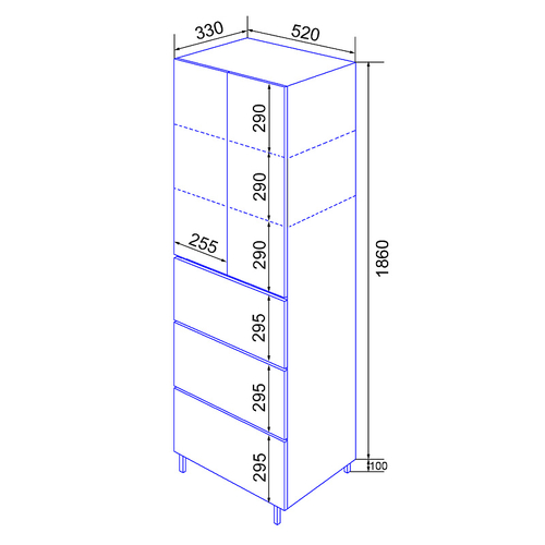 Пенал Azario Эстима 52/3 520х330х1960 напольный, графит (CS00094563)