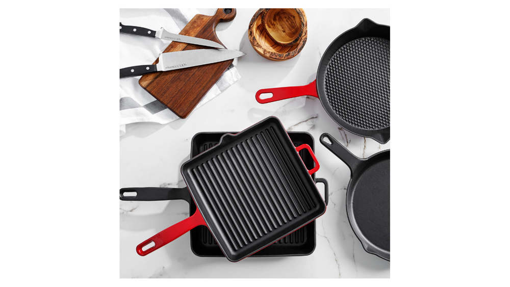 Сковорода-гриль 25х25см Voeux L'amour красная