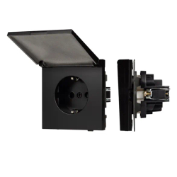 Механизм розетки влагозащищённый SCT-TENDO-MCP-PL-BK (230V, 16A) (Arlight, -) 054091